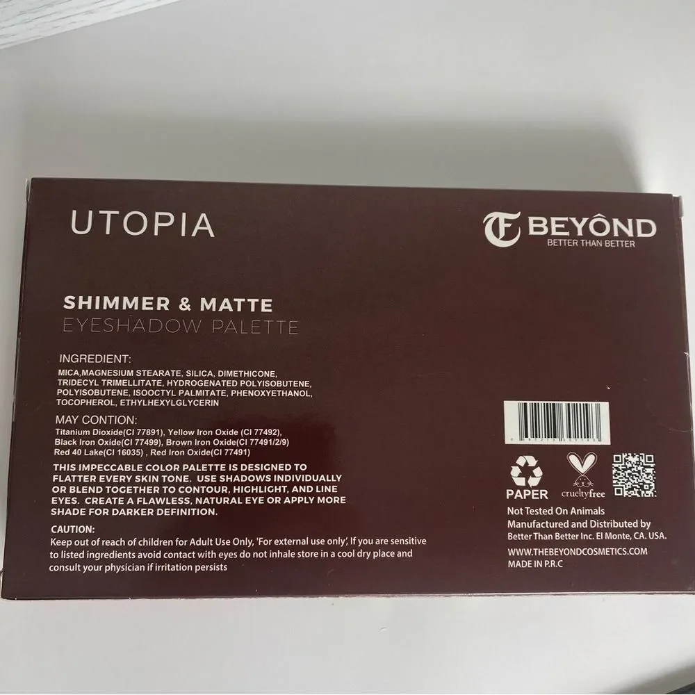 BEYOND Eyeshadow Palette 18 Colors Shimmer‎ Matte Brown Red Colors Palette